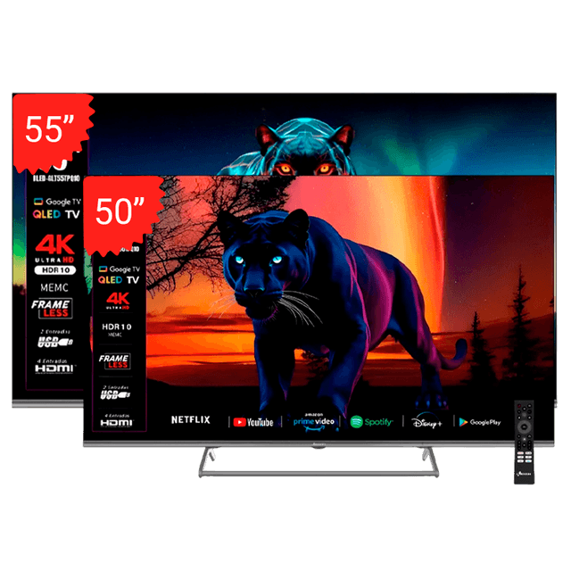 COMBO RIVIERA 4K QLED UHD 55" (RIVTELUHDGLT55TPQ10) + 50" (RIVTELUHDGLT50TPQ10)