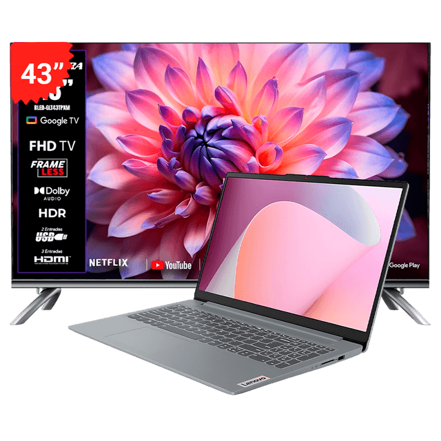COMBO RIVIERA 43" FHD (RIVTELFHDRLED-GLT43TPXM) + LENOVO R3 8GB (512GB)