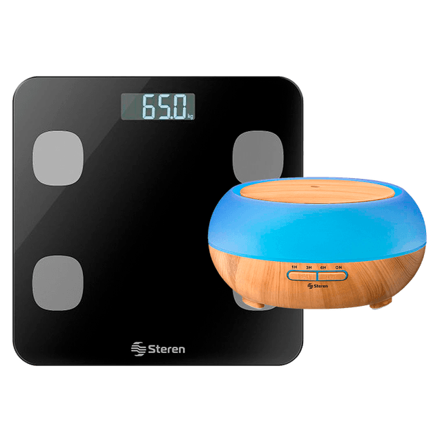 COMBO STEREN BÁSCULA DIGITAL INTELIGENTE BLUETOOTH (SHOME-MED) + DIFUSOR DE AROMA WIFI (SHOME-AIR)