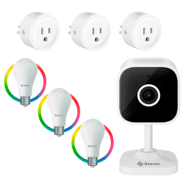 COMBO STEREN FOCOS LED (SHOME-120X3) + CÁMARA WI-FI (CCTV-203) + INTERRUPTORES (SHOME-100/3)